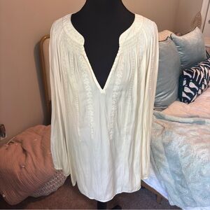 Lilly Pulitzer Cream Blouse with Embroidered Details